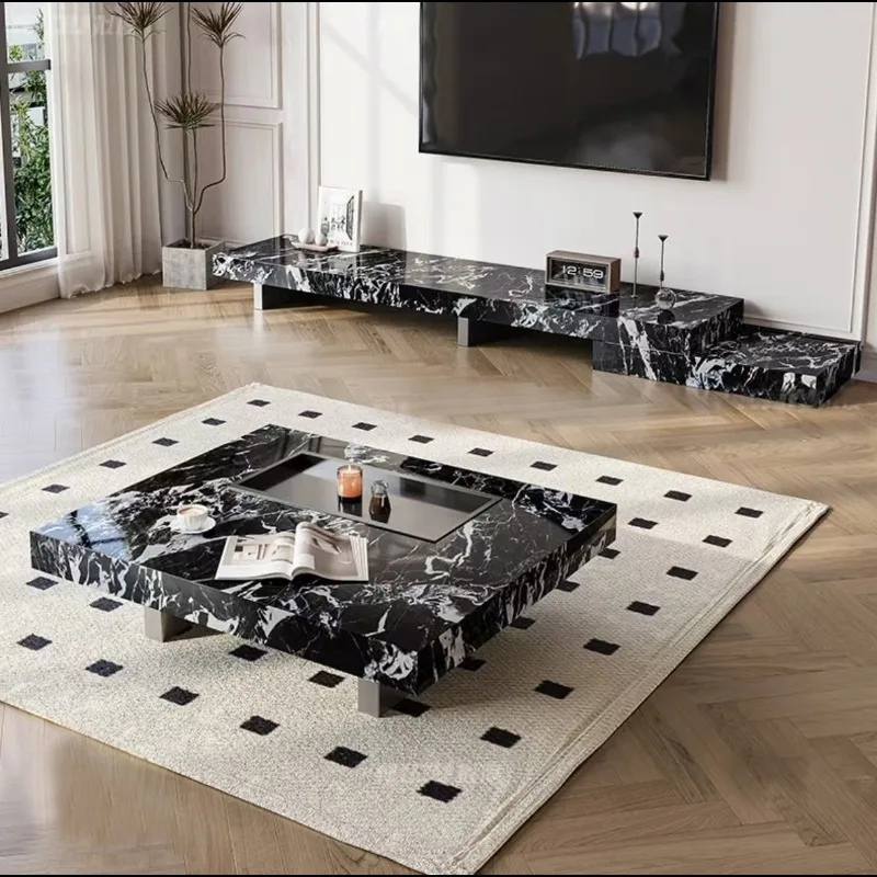 

Creative coffee table living room household high-end luxury stone small apartment minimalist tea table tea table chair