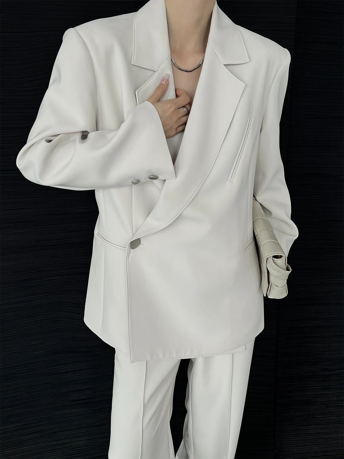 

Повседневный женский костюм, комплект 2021, новый дизайн, элитная весенне-осенняя верхняя одежда, свободный крой, длинная застежка на одной пуговице