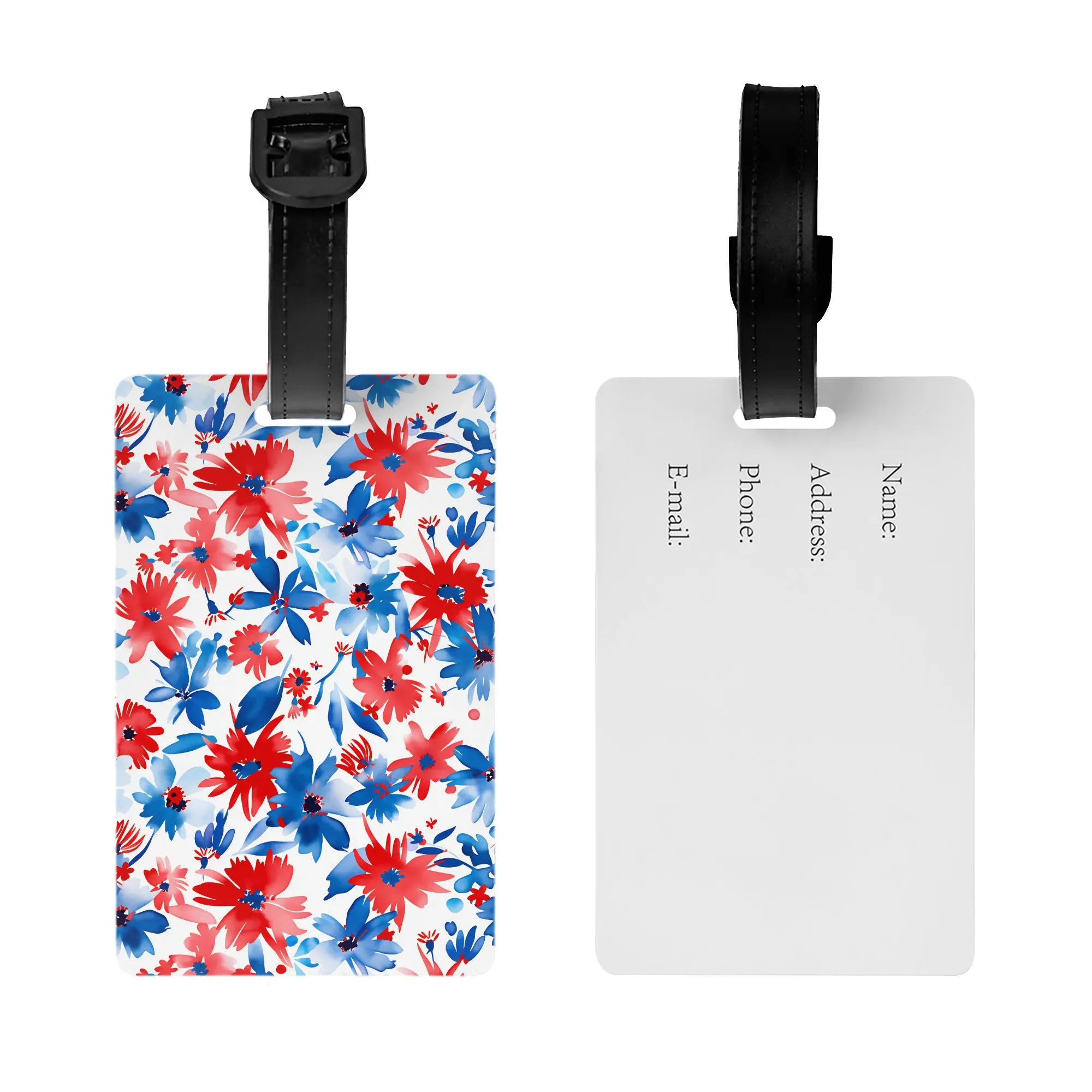 4th of July Watercolor Floral Pattern  Luggage Tags Custom  Baggage Tags Privacy Cover ID Label