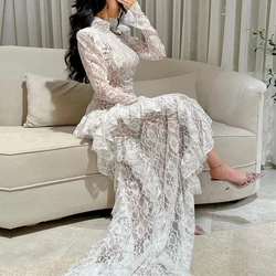 Fairytale Prom Dress Elegant High Collar Hi-lo Court Celebrity Dresses Ruched Lace Formal Evening Gowns летние платья женские 신상