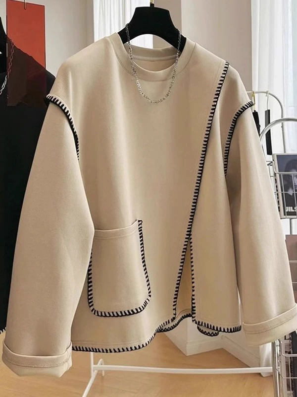 plus Size Sweatirt round Ne Women's Clothing Conceals Flaws Autumn Winter Outerwear Faionable Versatile plus Size Hoodie