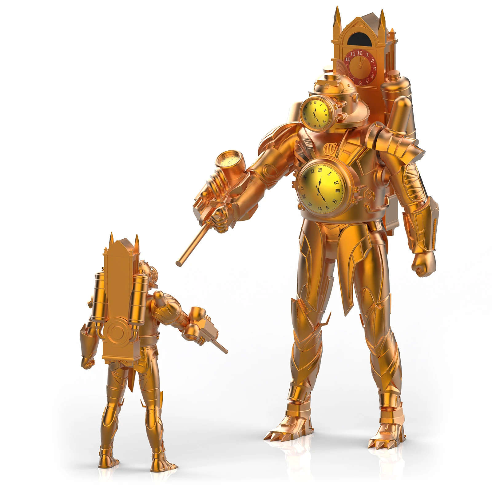 Klok Robot Bouwsteenspeelgoed, Desktop Decoraties, Karakteropruiming beeldjes, Kerstmis/Halloween/Verjaardagscadeaus