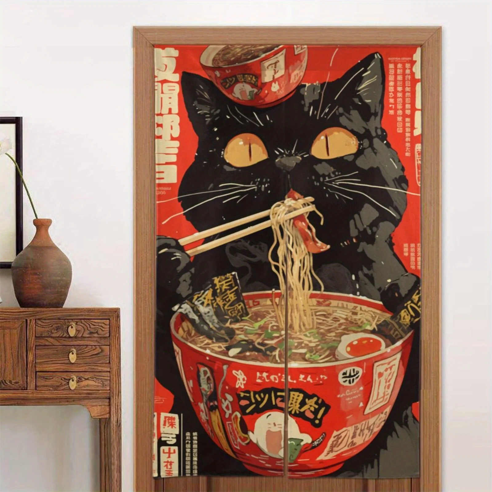 

1pc Japanese style cat ramen door curtain cartoon animal food pattern fabric partition curtain home decoration