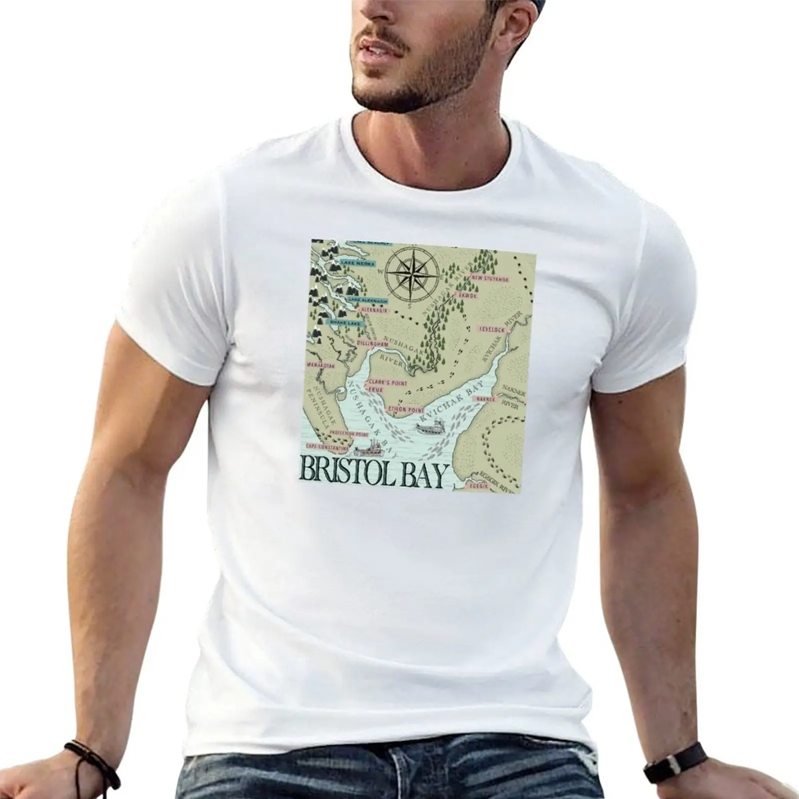 

Bristol Bay Map T-Shirt man t shirt cotton high quality t shirt man luxury T-Shirt