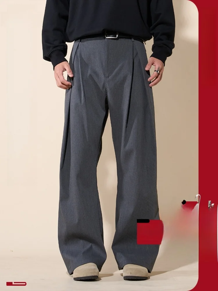 

Loadmind Casual American Sle Loose Men's Wide Leg Straight Leg Pants Straight Cut Trousers for Youth All Seasons