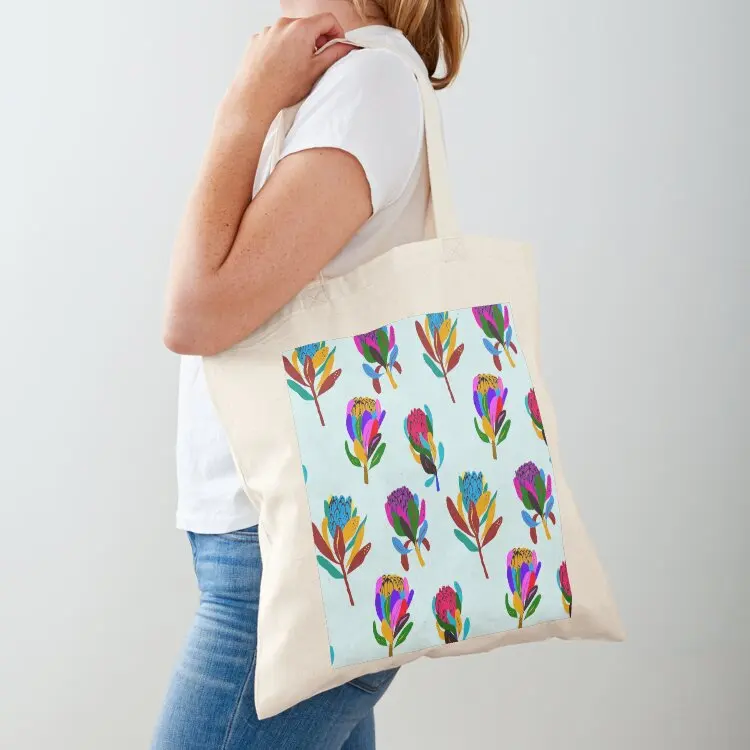 

Protea Exotic Tropical Pattern Tote Bag Handbags Canvas shoulder bag shopping bag logo Customizable tote