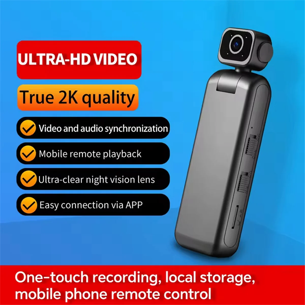 N17R 2K Ultra Clear Infravermelho Visão Noturna WiFi Gravador de Vídeo Portátil DVR com Lente Rotativa 355 Câmera Portátil