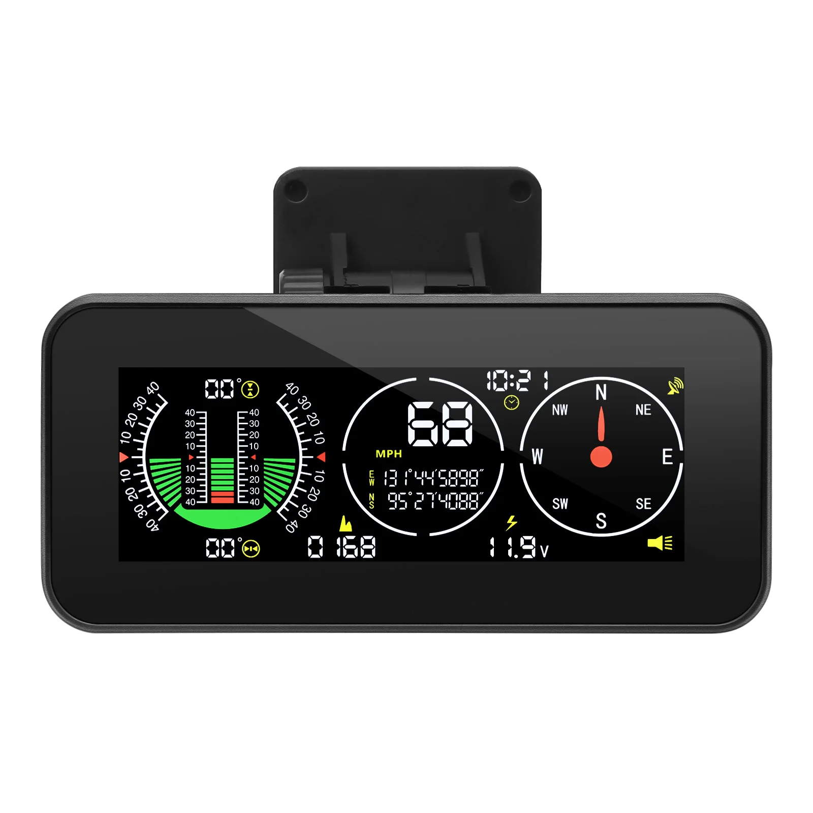 M60 Automotive Smart Slope Meter Compass Tilt Roll Pitch Angle Inclinometer 3 IN 1 Car Digital Display Head Up Display