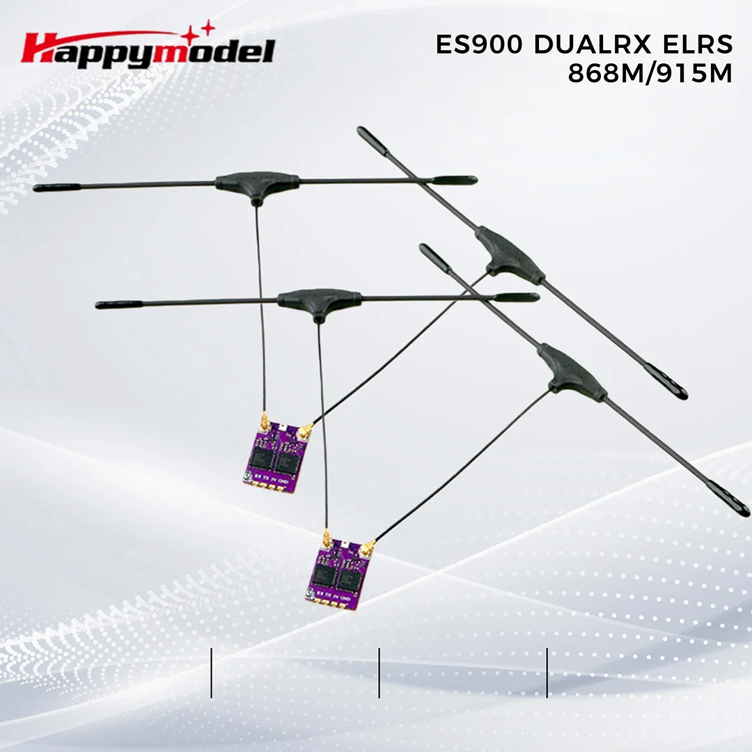 HappyModel ES900 DUAL RX ELRS Diversity Receiver 915MHz / 868MHz Built-in TCXO for RC Airplane FPV Long Range Drones DIY Parts