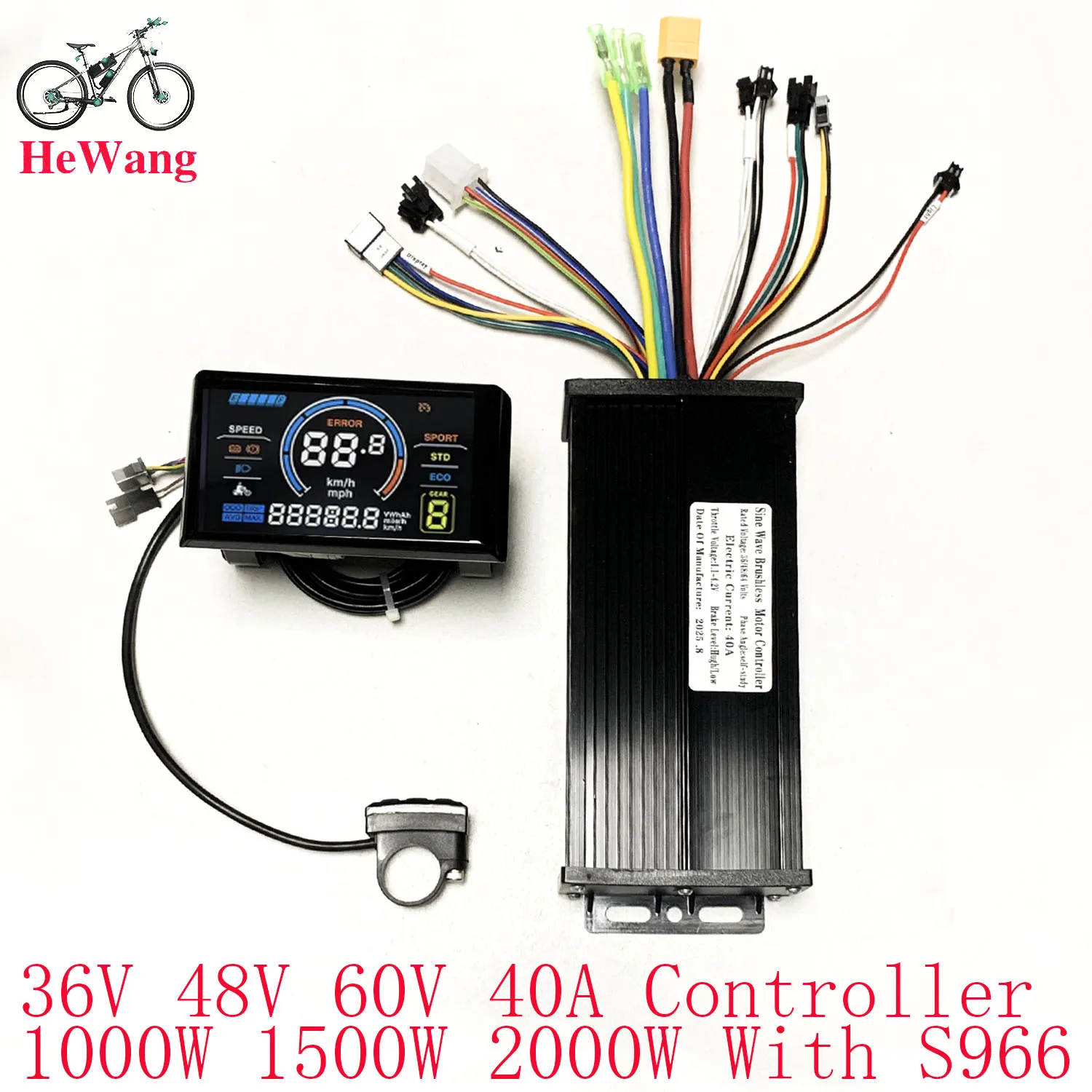 

36V 48V 60V 40A 1000W 1500W 2000W Ebike Brushless Motor sine wave Controller with S900 Colour LCD display for E-Mountain Scooter