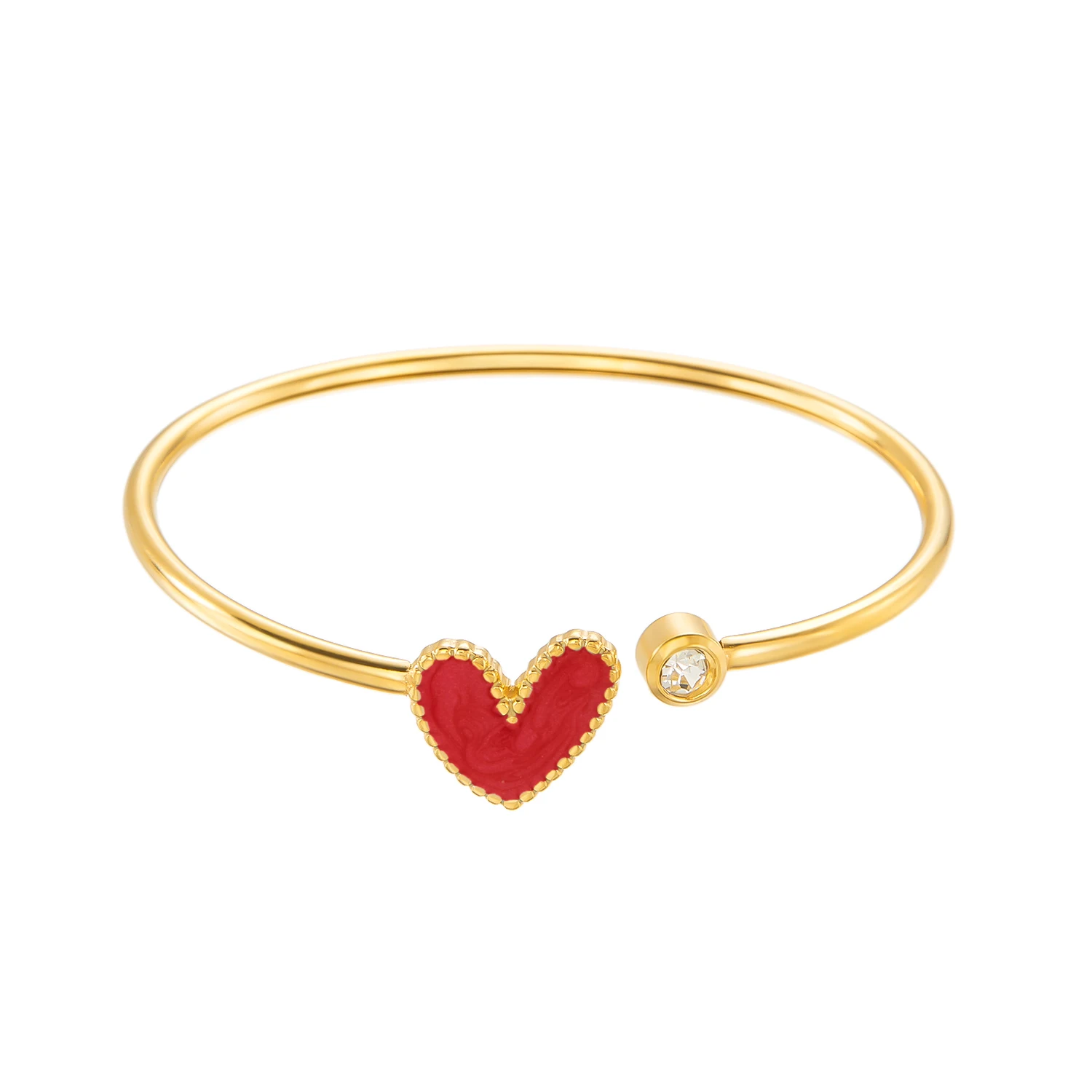 Neue Trendy Vergoldete Einfache Herz Manschette Armreifen für Frauen Hohe Qualität Edelstahl Kristall Armbänder Wasserdicht Schmuck – Detail 18