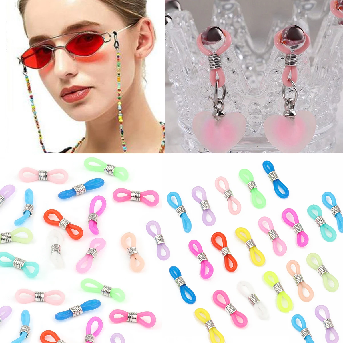 4x21mm 50pcs Wholesale Glasses Chain Silicone Rubber Ring Non Slip DIY Connector Strap  Eyelets Rope Sunglasses Cord Accessories