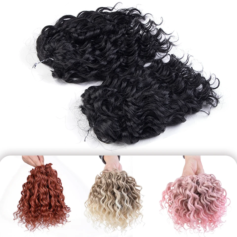 

Synthetic Crochet Hair 10 Inch Afro Curly Hair Extensions Crochet Braids Twist Ombre Brown Pink Deep Wavy Braiding Cosplay Hair