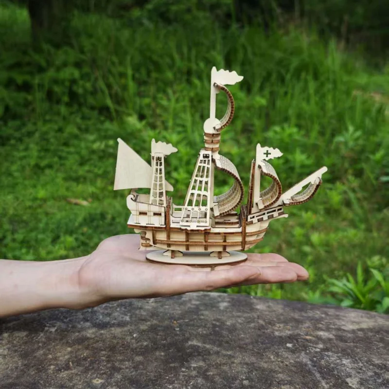 DIY Boat 3D Three-dimensional Wooden Handmade Puzzle Assembly Pressure Relief Model  Ornament Adult Toy Gift