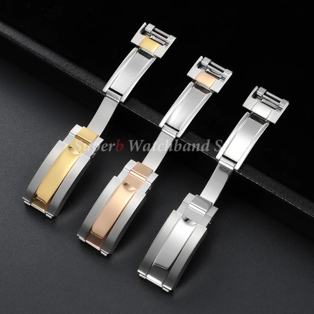 9x9mm Watch Band Glide Clasp for Rolex DAYTONA SUBMARINER GMT Yacht-Master Stainless Steel Fine-tuning Pull Button Watch Buckle