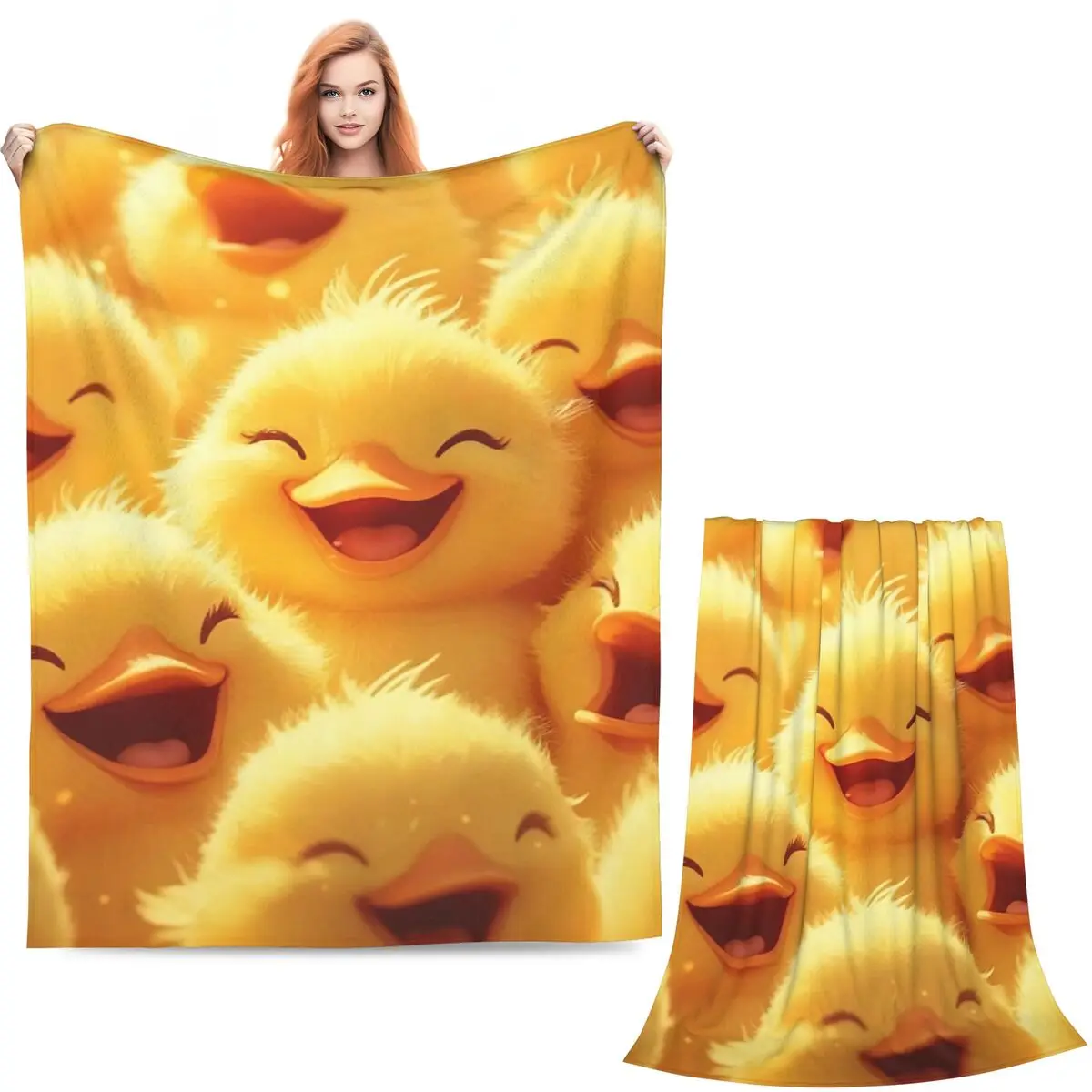 Cute Duck The Furry Duck Blankets Soft Warm Flannel Throw Blanket Bedding for Bed Living room Picnic Travel Home Sofa
