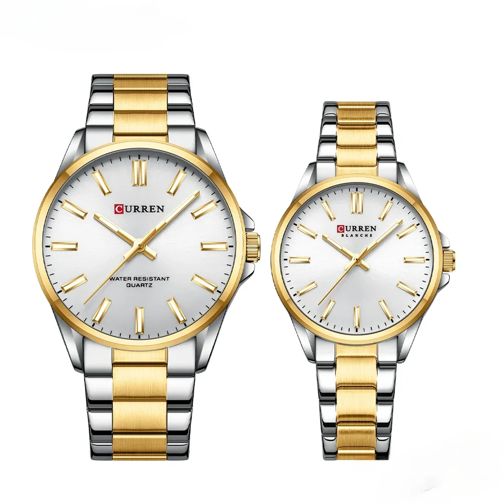 Montres à quartz classiques en acier inoxydable pour couples, montres-bracelets Shoous, bracelet simple, amoureux, mode