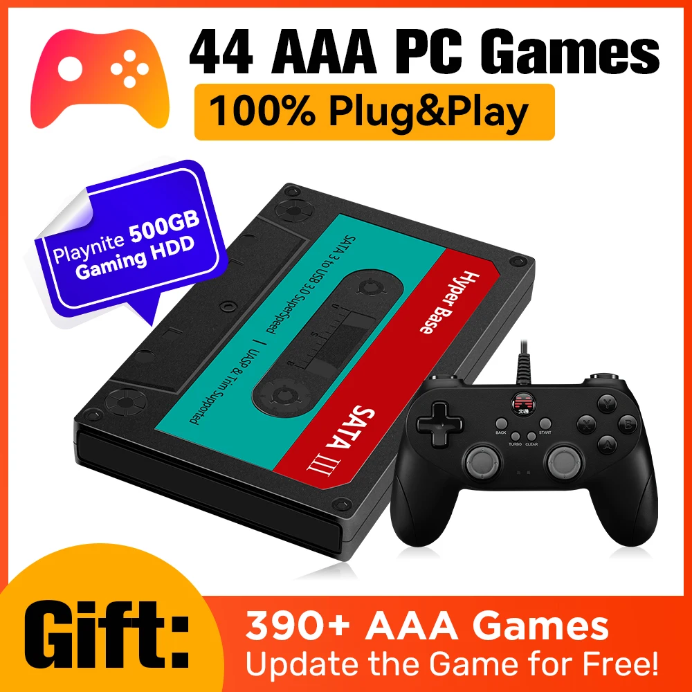 

Playnite 500GB External Game Hard Drive Game Console with 44 AAA Games Emulation support for PS4/PS3/PS2/XBOX/WiiU for PC/Laptop