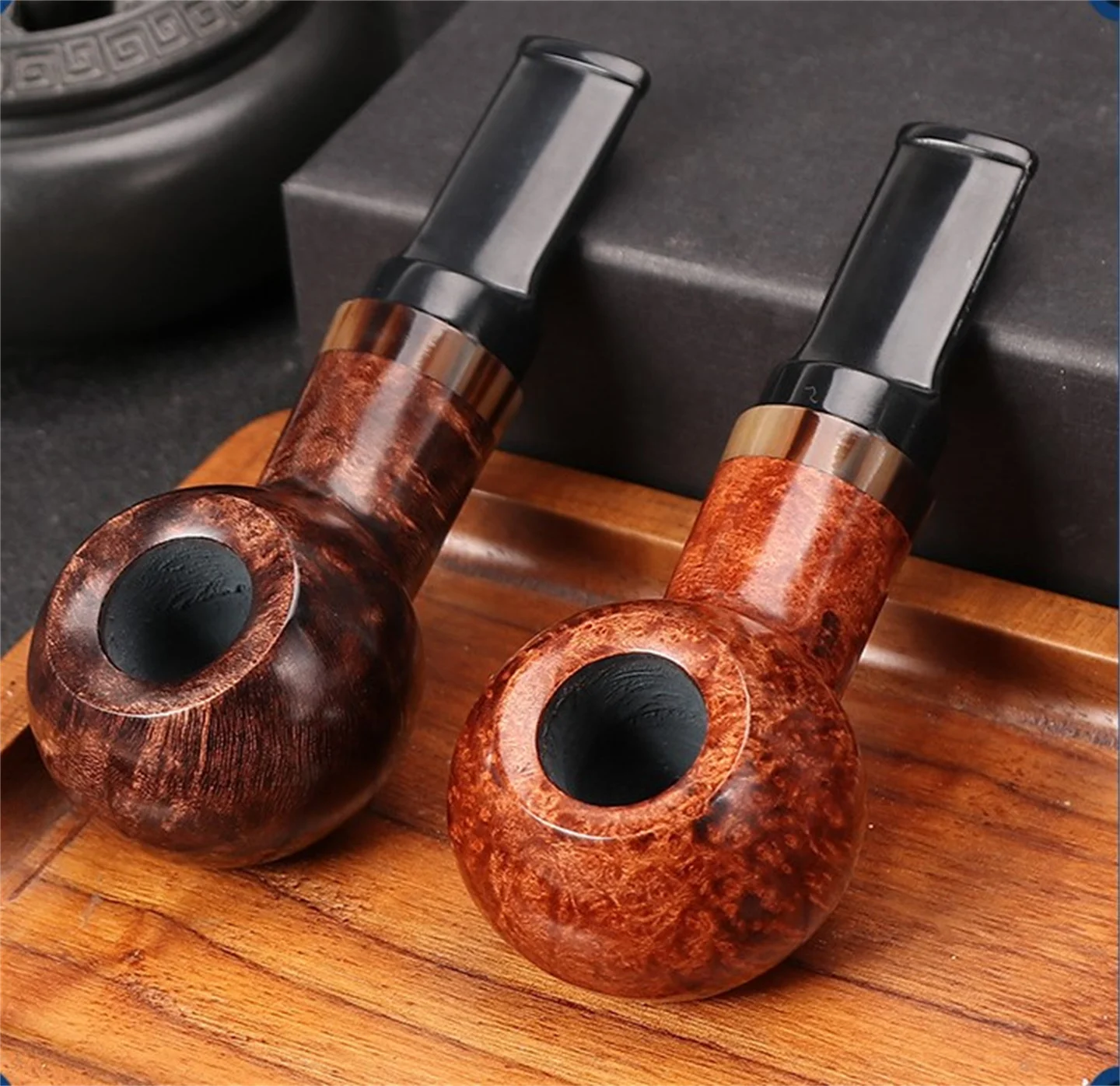 Briar Wood Big Flue Air Chamber Apple Pipe Retro Men's Handmade Smoking Cut Tobacco Pipe Gift With Accessories