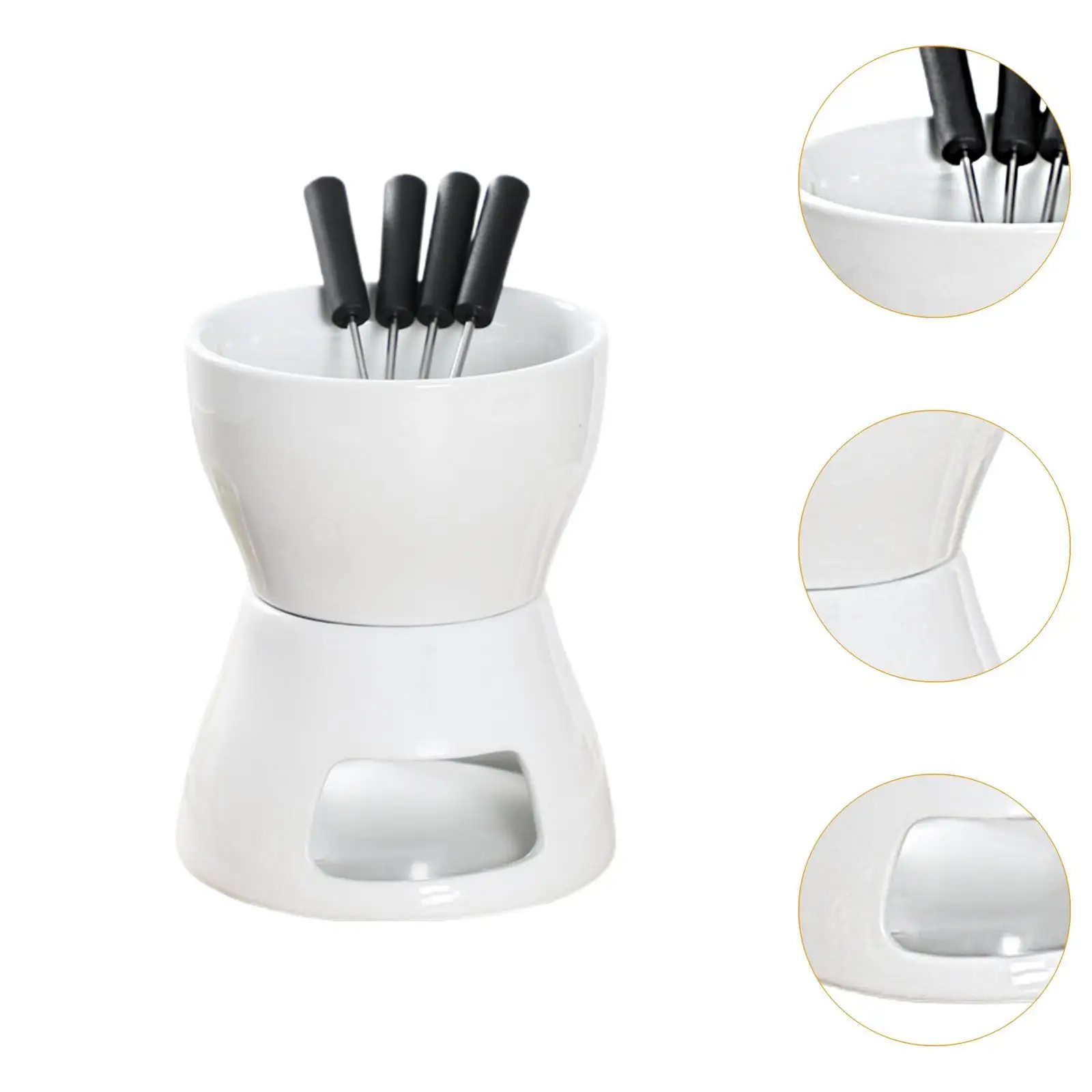 Porcelain Fondue Pot Butter Warmer Ceramic Melting Cup for Camping Gathering Dessert Cooking