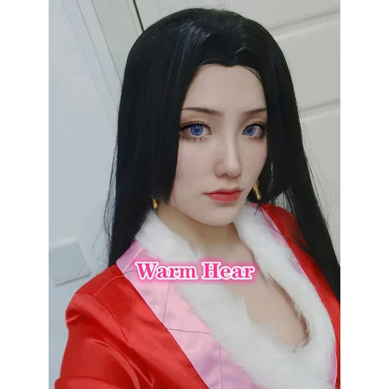 أنيمي بوا هانكوك تأثيري مع حلق طويل أسود مستقيم مقاومة للحرارة الشعر الاصطناعية النساء حزب الباروكات CDJ؛. '68AD;'VBN