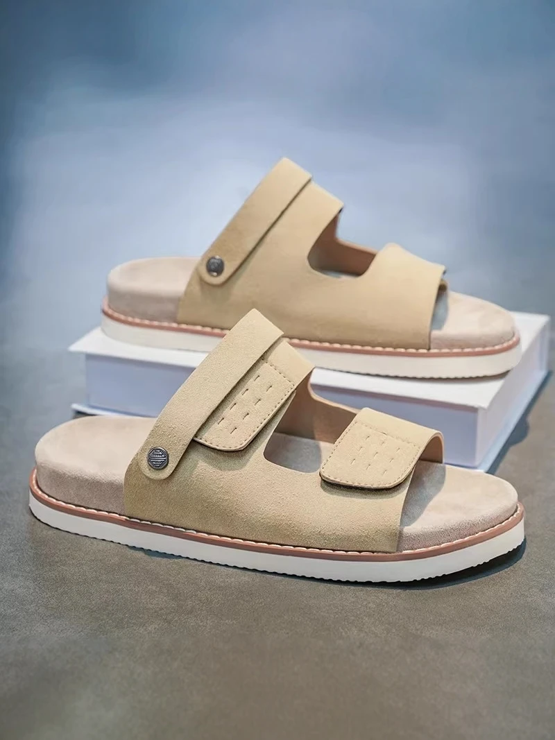 

Men's Summer Casual Thick Bottom Sandals Driving Beach Shoes Anti-Slip Sporty Two-Use Slippers Easy to Wear