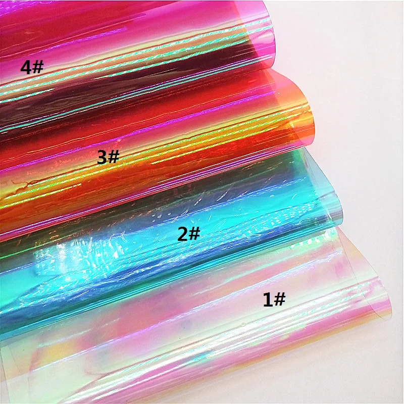 0.5MM Iridescent Transparent PVC See Through JELLY Leather Sheets For Bags Shoes Bows DIY Craft Sheets Mini Rolls W055