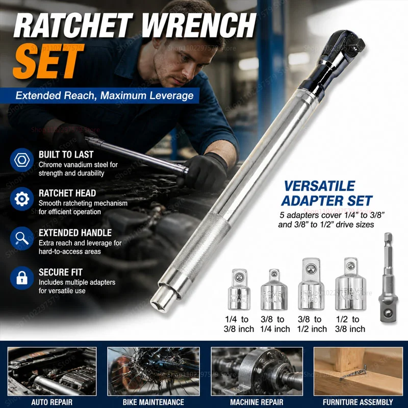 multifunctional-extended-ratchet-wrench-high-torque-dual-purpose-car-repair-tool-compact-household-hand-tool-small-space-repair