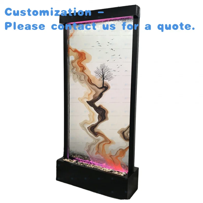 Custom.Factory Supply 2.16*1.03M الزجاج المقسى و 201 الفولاذ المقاوم للصدأ نوافير الشلال الداخلية والخارجية حلية حديقة رخيصة