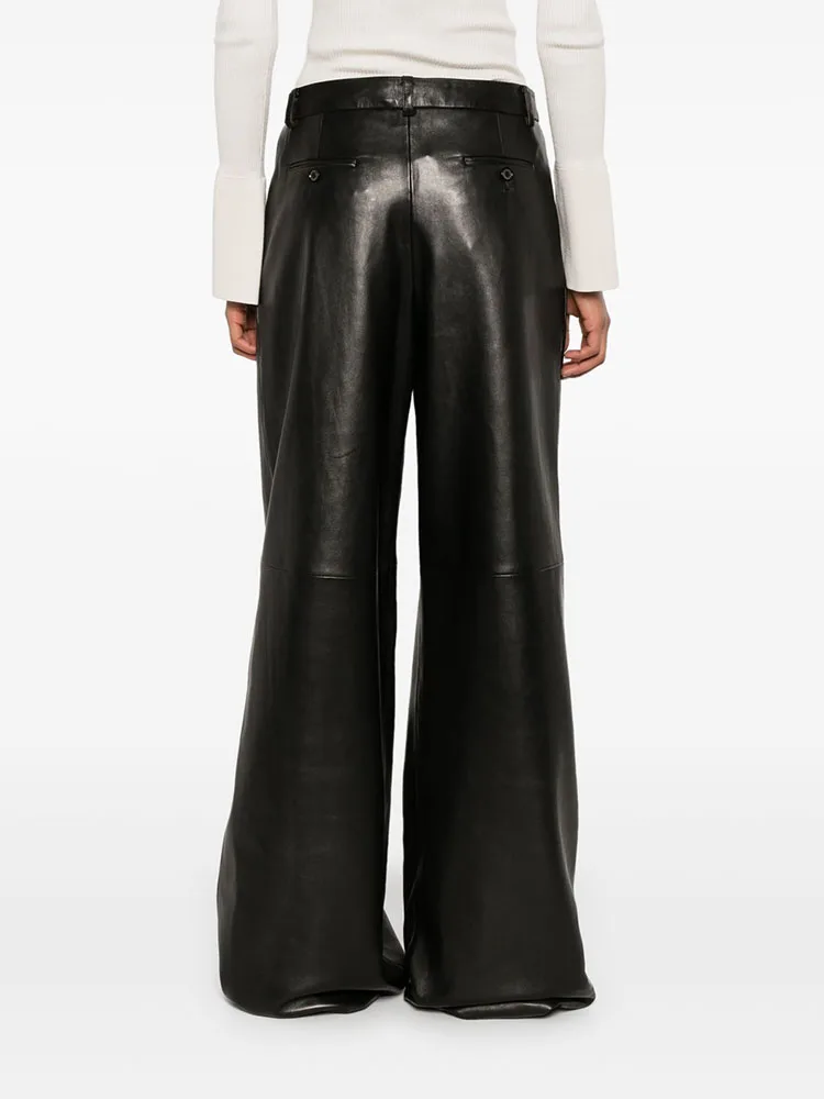 Woman clothingy2k fall and winter three-dimensional patchwork style cropped trailing pants straight leather pants 2024 Trousers