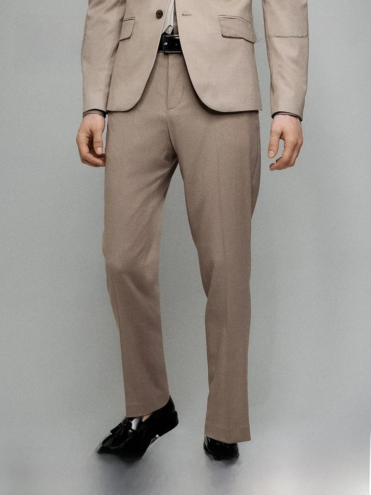 

H&M Men's Standard Fit Summer Trousers 1262464 Long Pants Polyester 65% Viscose 33% Spandex 2% Workwear Polyester Blend Trousers
