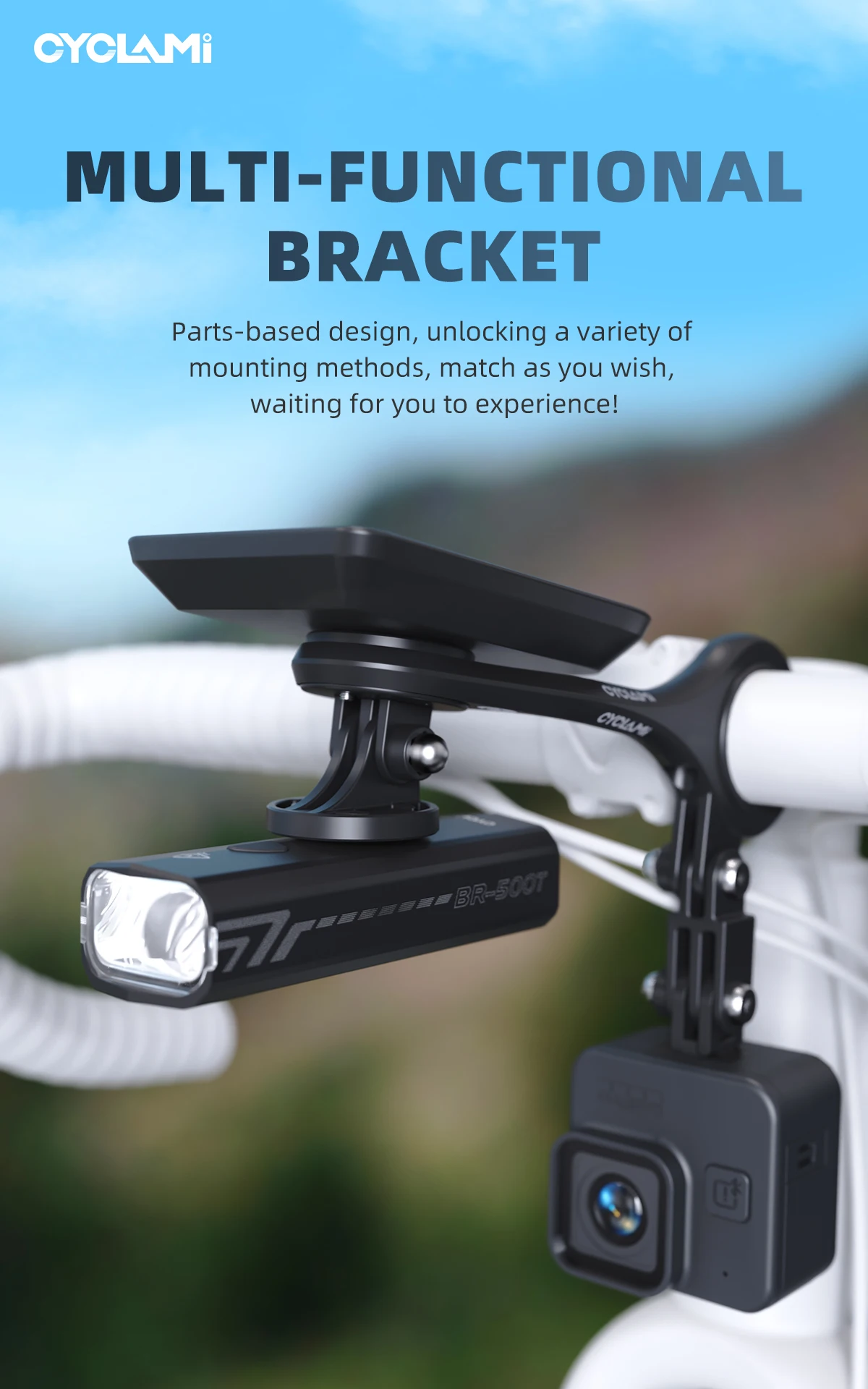 CYCLAMI Fahrradcomputerhalterung Gopro Kamerahalterung Scheinwerferhalterung M5 M6 Unterstützung GARMIN XOSS IGPSPORT, M6W Unterstützung Bryton Wahoo – Detail 3