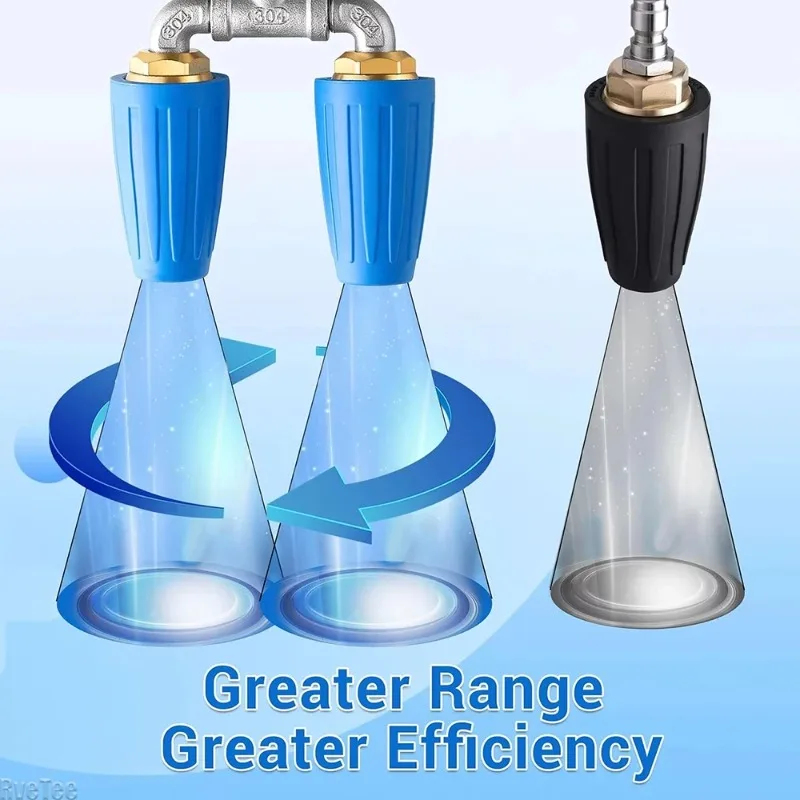 

Насадка для мойки высокого давления, вращающаяся, двойная турбо-форсунка, 1/4 дюйма, 4000 фунтов на кв. дюйм, 4-6 галлонов в минуту, сменный инструмент для чистки