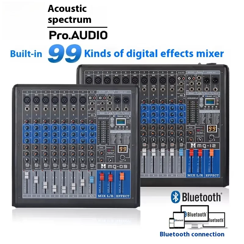 Professional MQ 9/12/20 Channel Sound Mixer Digital Reverb Effects Bluetooth USB Weddings Performances Direct Factory