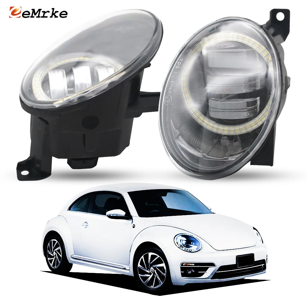 

Led Fog Lights wtih Lens for Volkswagen Beetle GSR VW Beetle R-Line 2014-2018 Angel Eye Front Bumper DRL Daylight Head Lamp 30W