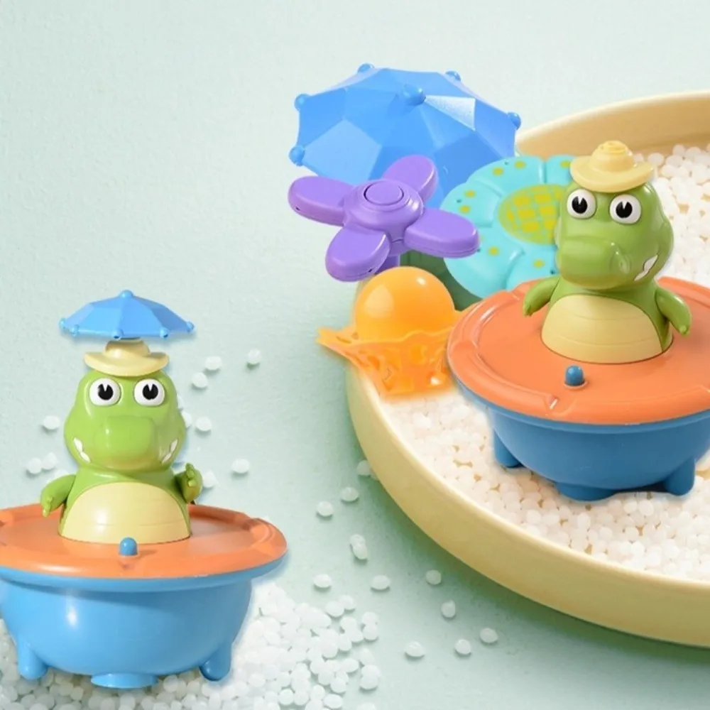 Cartoon Crocodile Fountain Bathtub Toys LED Light USB Rechargeable Spray Water Crocodile Rotating Fountain Head Waterproof