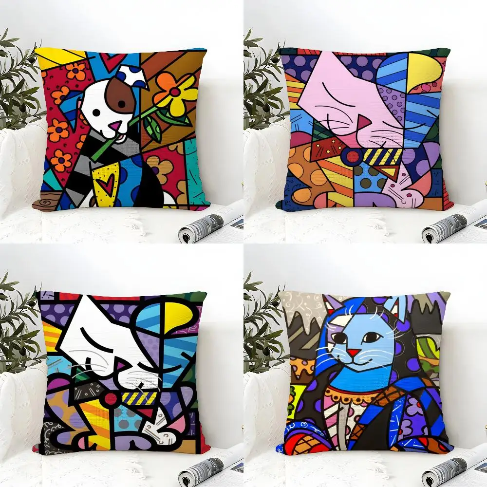 

Наволочка в стиле поп-арт R-Romero Britto 1, хлопково-льняная ткань, квадратная наволочка на молнии, декоративная наволочка для дома, для гостиной
