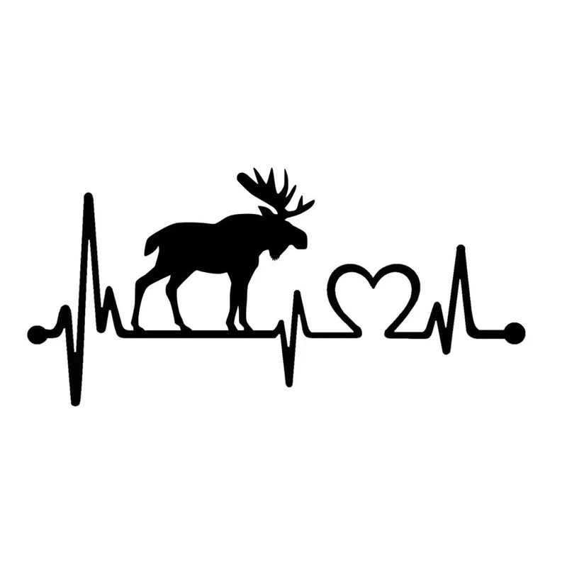 

Moose Elk Heartbeat Lifeline Vinyl Motorcycle Black/Silver Car Sticker 14CM*6.7CM