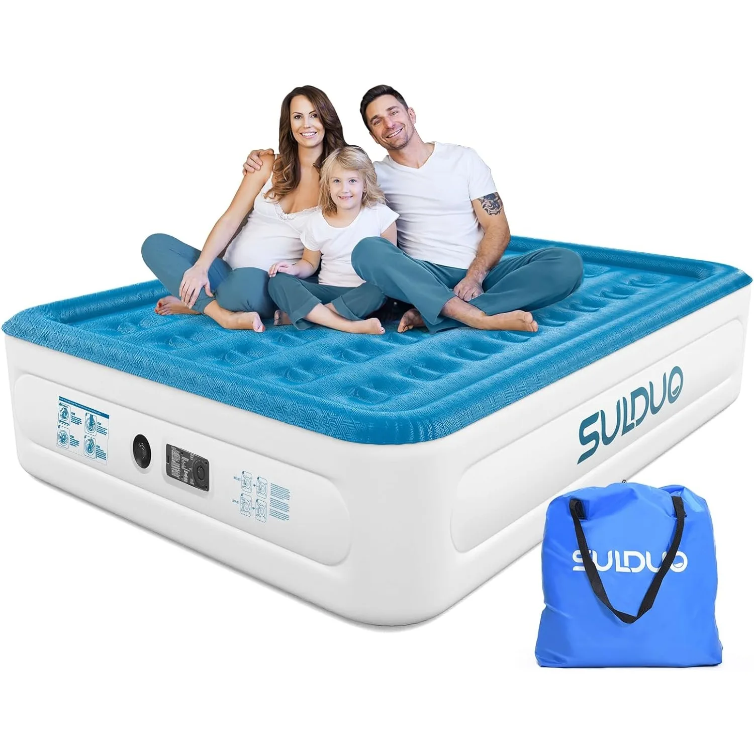 

Luxury Air Mattress Queen with Built in Pump, 18'' High Double Mattress Self Inflating Air Bed with Flocked Top and Carry Bag