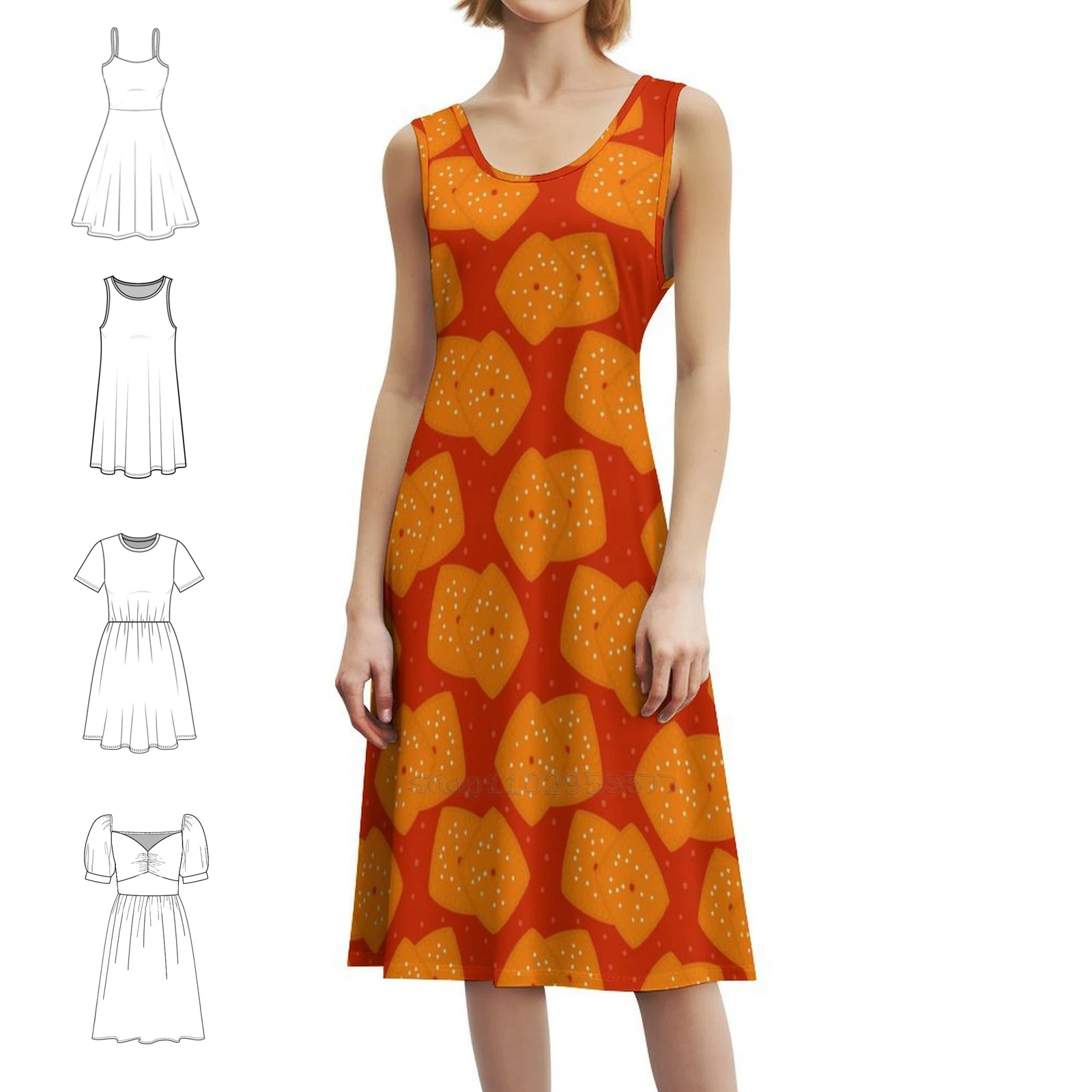 فستان Cheez-It على الطراز الكوري للنساء فستان كاجوال أنيق للحفلات أو الارتداء اليومي Cheezit Cheez It Cheese It برتقالي للنساء #1