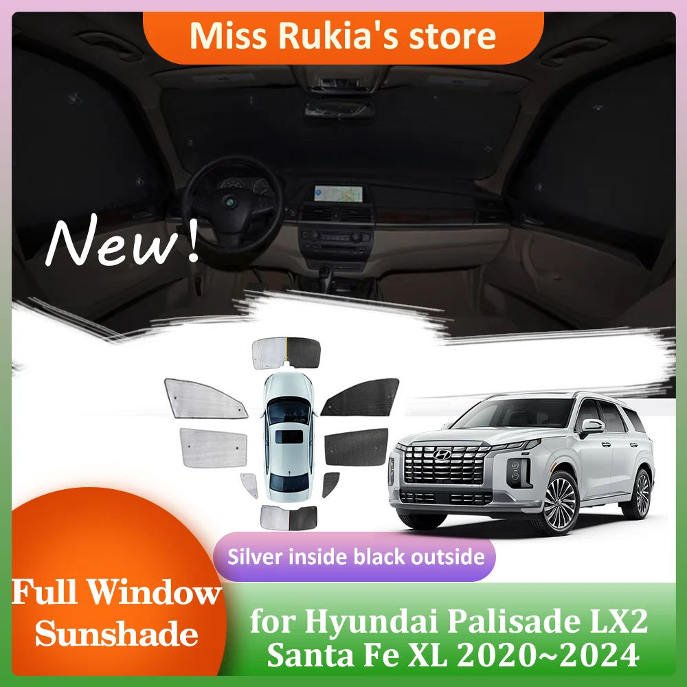 

Полные солнцезащитные шторки для Hyundai Palisade LX2 Santa Fe XL 2020~2024 Окна на крышу Солнцезащитный козырек Шторка на лобовое стекло Крышка люка Аксессуары