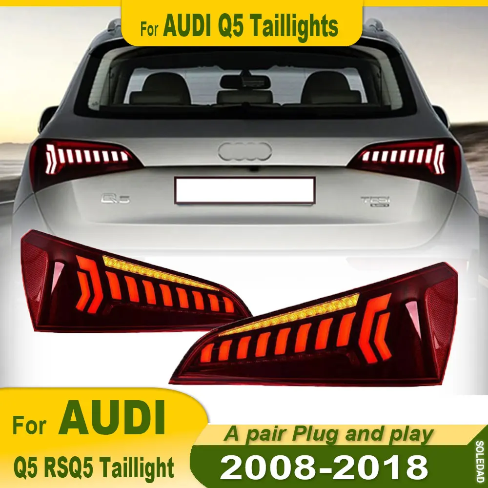 2PCS Car Styling Tail Lamp for Audi Q5 Tail Lights 2008-2018 RSQ5 LED Tail Light Rear Lamp turn Signal Dynamic  DRL Accessories