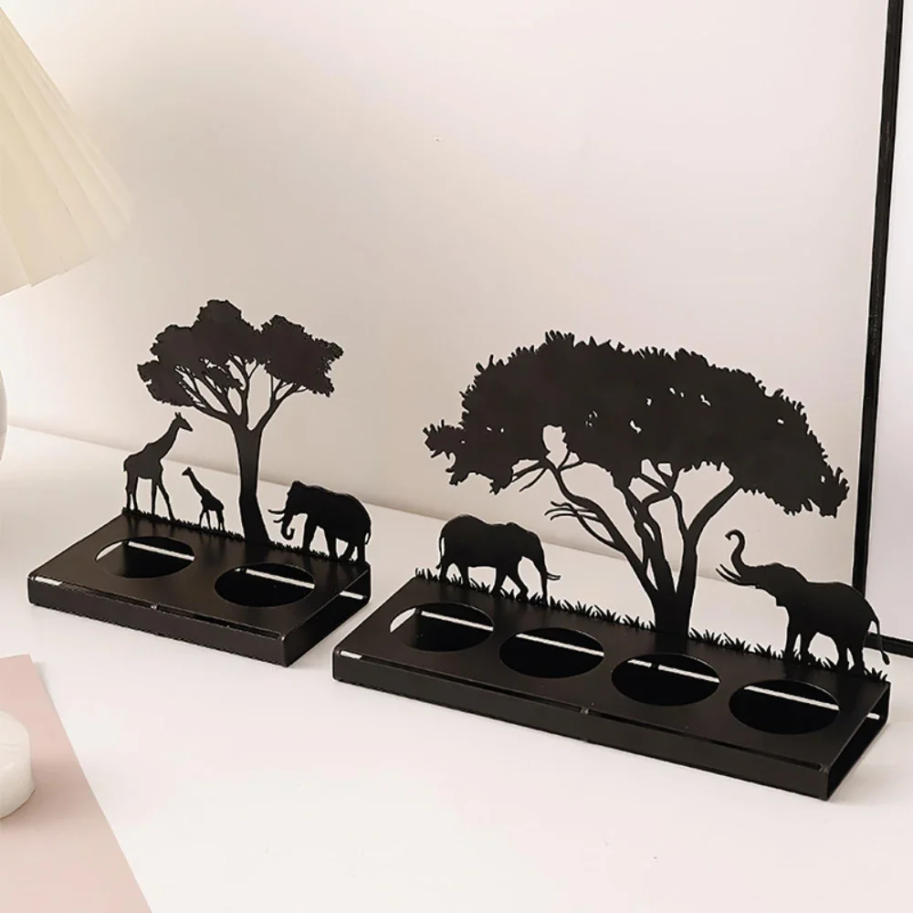3D Animals Candle Container Silhouette Metal Iron Candlestick Holder Deer Elephant Giraffe Home Desktop Decor DIY Props Gift Kit