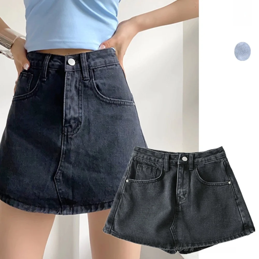 달콤하고 시원하며 매콤한 짧은 데님 스커트 여성용 여름 얇은 안티라이트 타이트 핏 슬리밍 힙 커버 미니 스커트 하이웨이스트 지퍼