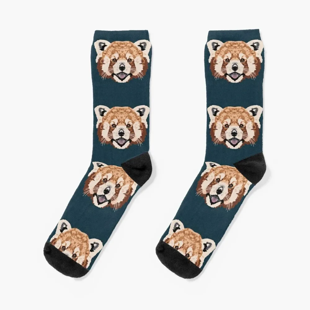 

Red Panda Face Socks cycling loose anti slip football heated Socks Female Men's