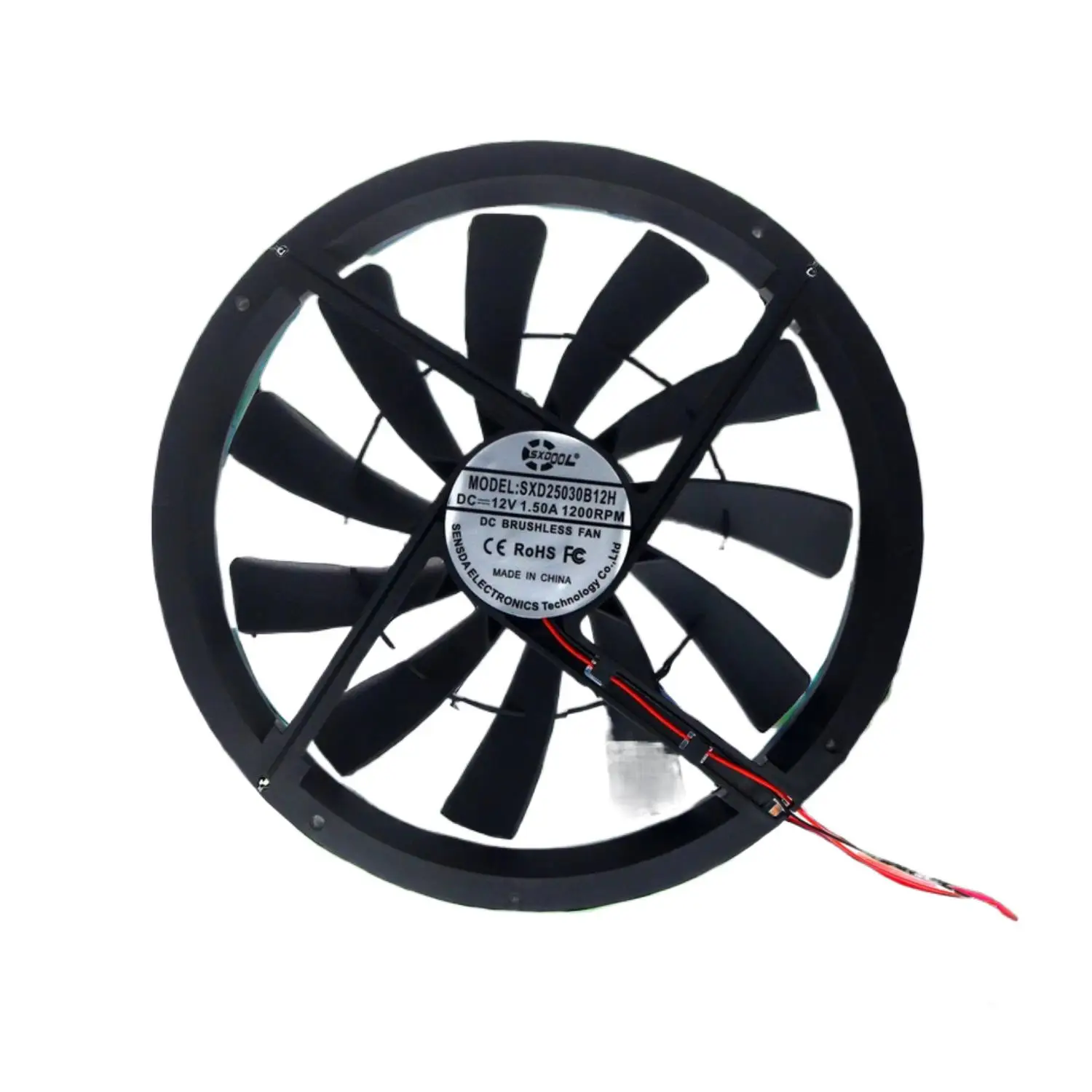 SXDOOL 250mm Large Airflow Case Fan,1200RPM,12V DC,Molex 4D Connector,25cm PC/Server/Room Ventilation Axial Cooler
