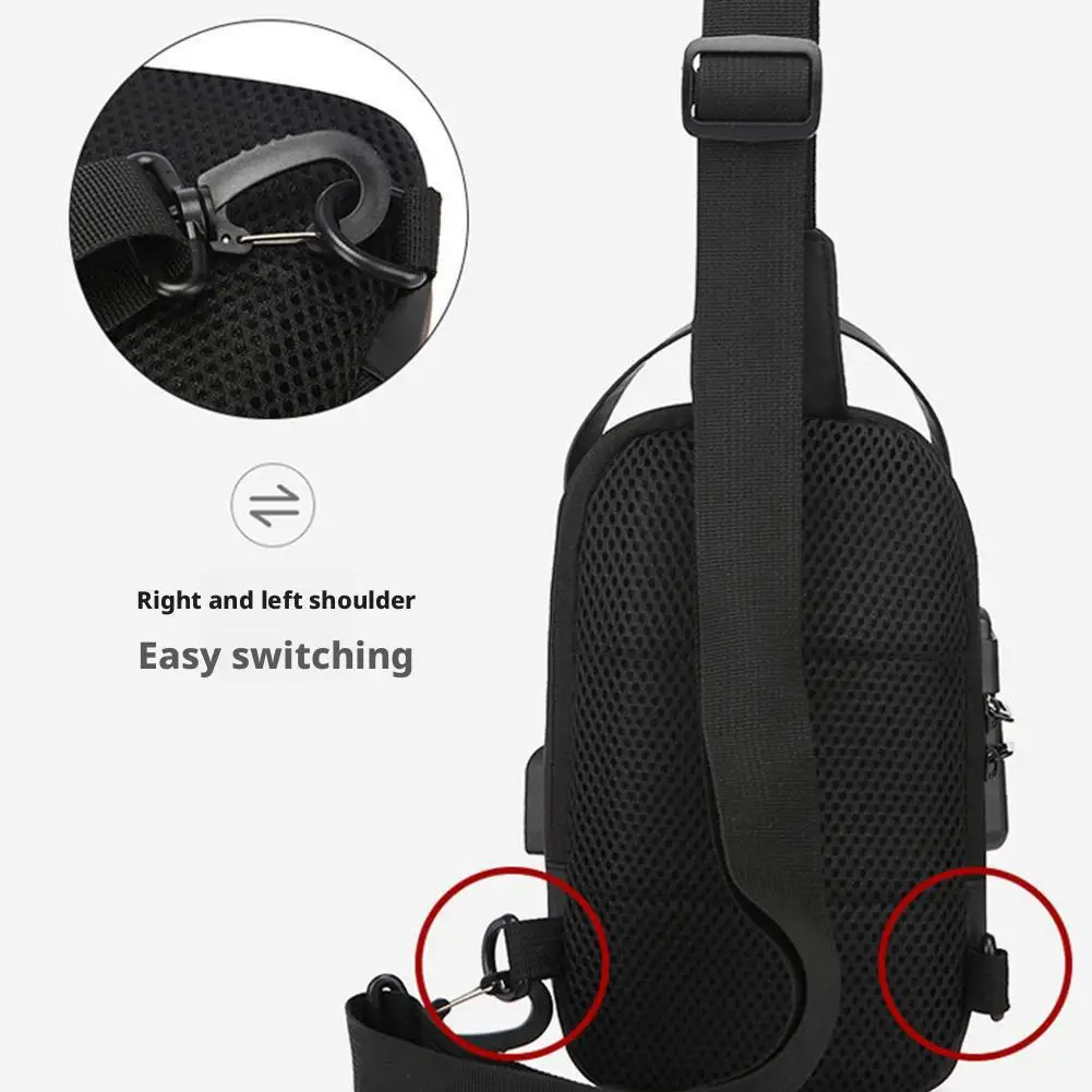 Robuste Oxford-Stoff Herren-Umhängetasche - Stilvolle Motorrad-Brusttasche mit Handyfach und Reißverschluss für den täglichen Pendelverkehr – Detail 15