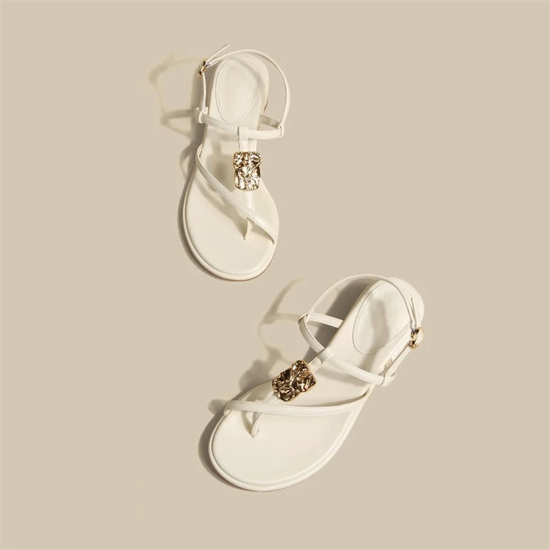 2023 summer new sandals French thick heel small fairy style with skirt clip toe straight belt Caligae sandals