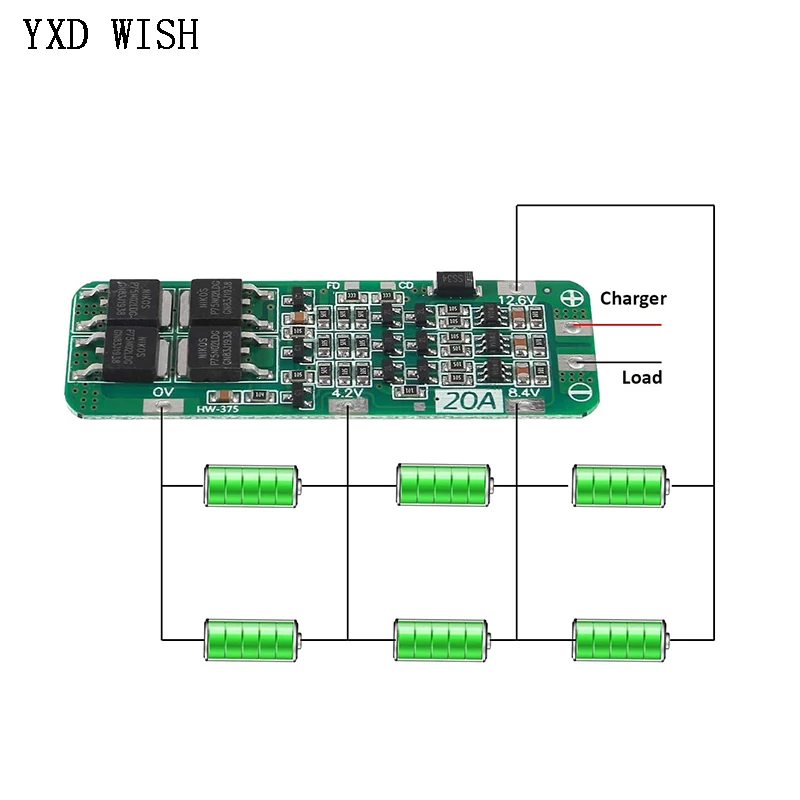 100PCS 3S 20A Li-ion Lithium Battery 18650 Charger PCB BMS Protection Board For Drill Motor 12.6V-13V Lipo Cell Module DIY Kit