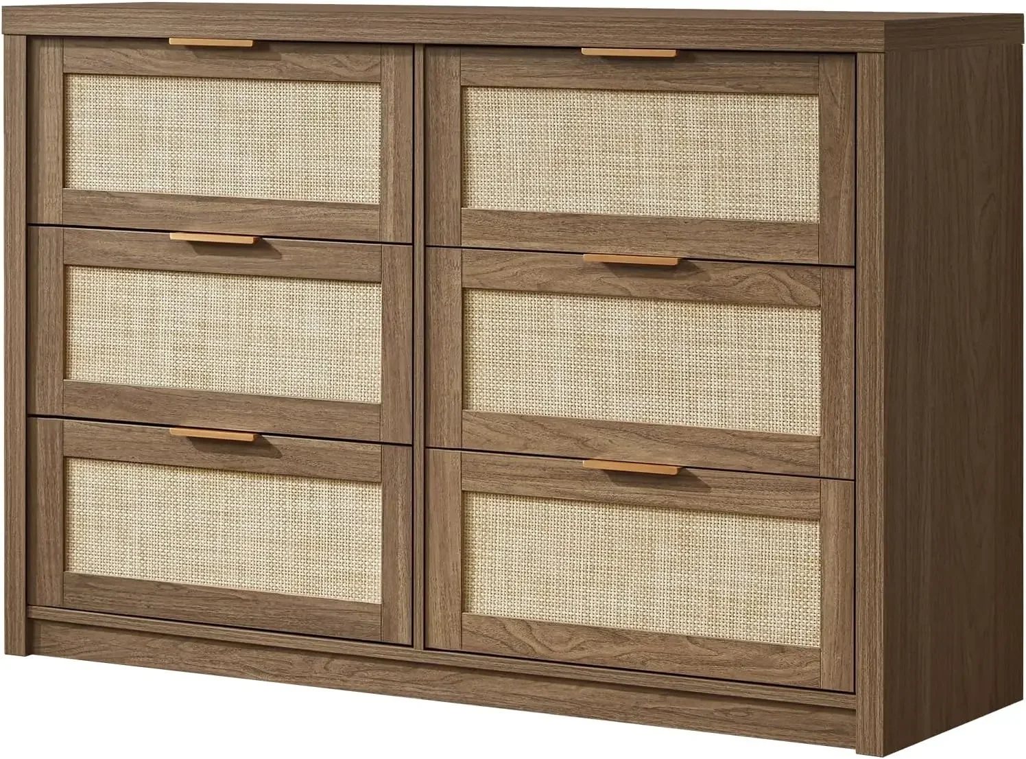 

Bedroom, Rattan 6 Drawer Dresser, Rattan Dresser for Bedroom, Boho Chest of Dressers, TV Stand of Large Drawers